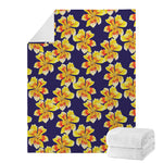 Yellow Watercolor Lily Pattern Print Blanket