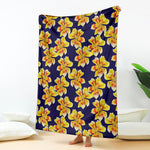 Yellow Watercolor Lily Pattern Print Blanket