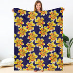 Yellow Watercolor Lily Pattern Print Blanket