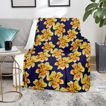 Yellow Watercolor Lily Pattern Print Blanket