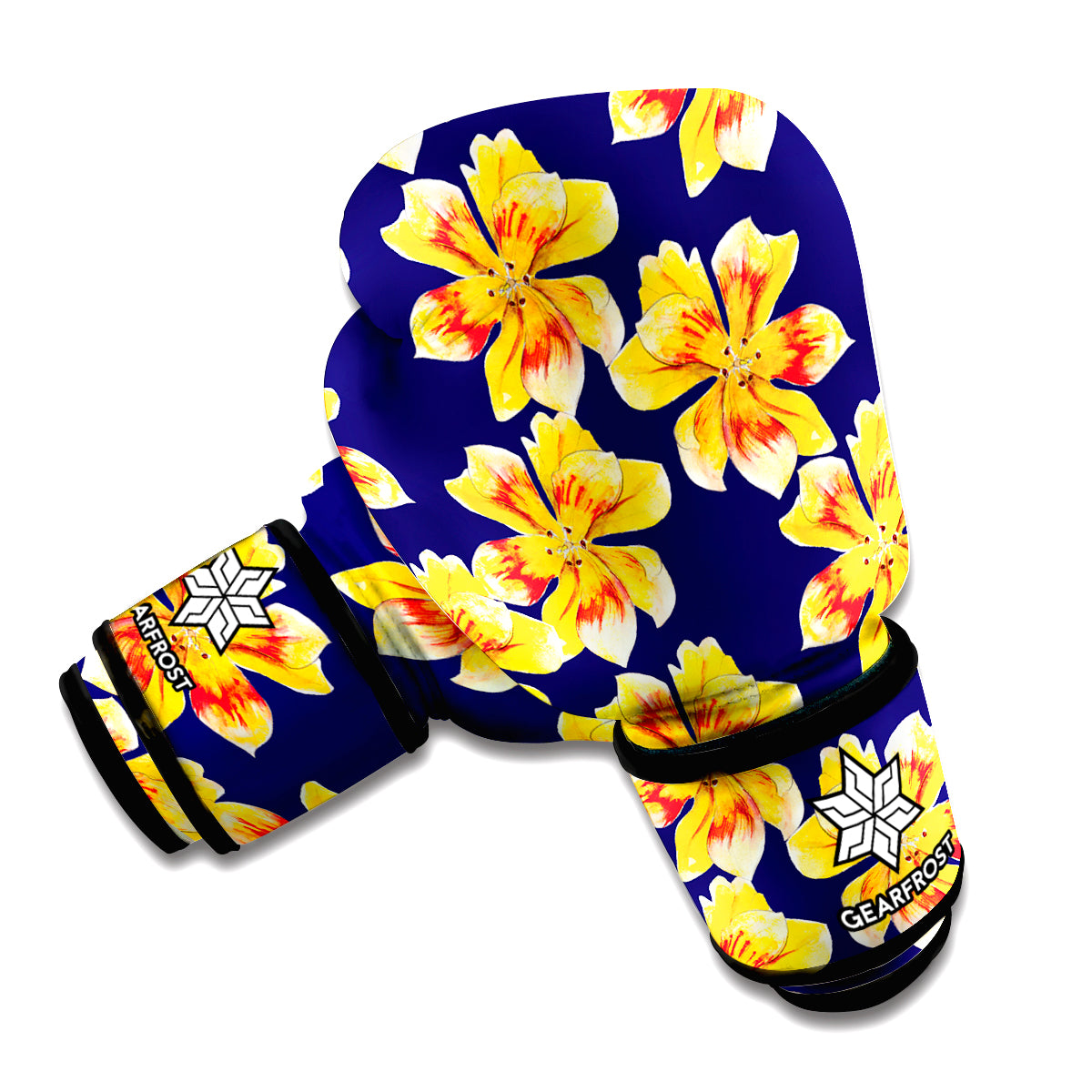 Yellow Watercolor Lily Pattern Print Boxing Gloves