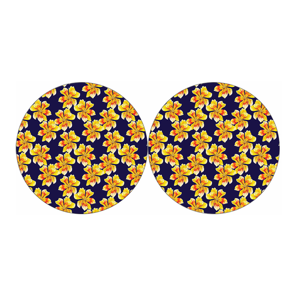 Yellow Watercolor Lily Pattern Print Car Coasters