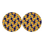 Yellow Watercolor Lily Pattern Print Car Coasters