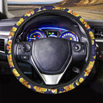 Yellow Watercolor Lily Pattern Print Car Steering Wheel Cover