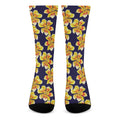 Yellow Watercolor Lily Pattern Print Crew Socks