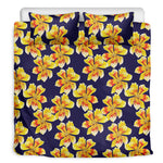 Yellow Watercolor Lily Pattern Print Duvet Cover Bedding Set