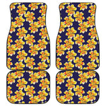 Yellow Watercolor Lily Pattern Print Front and Back Car Floor Mats