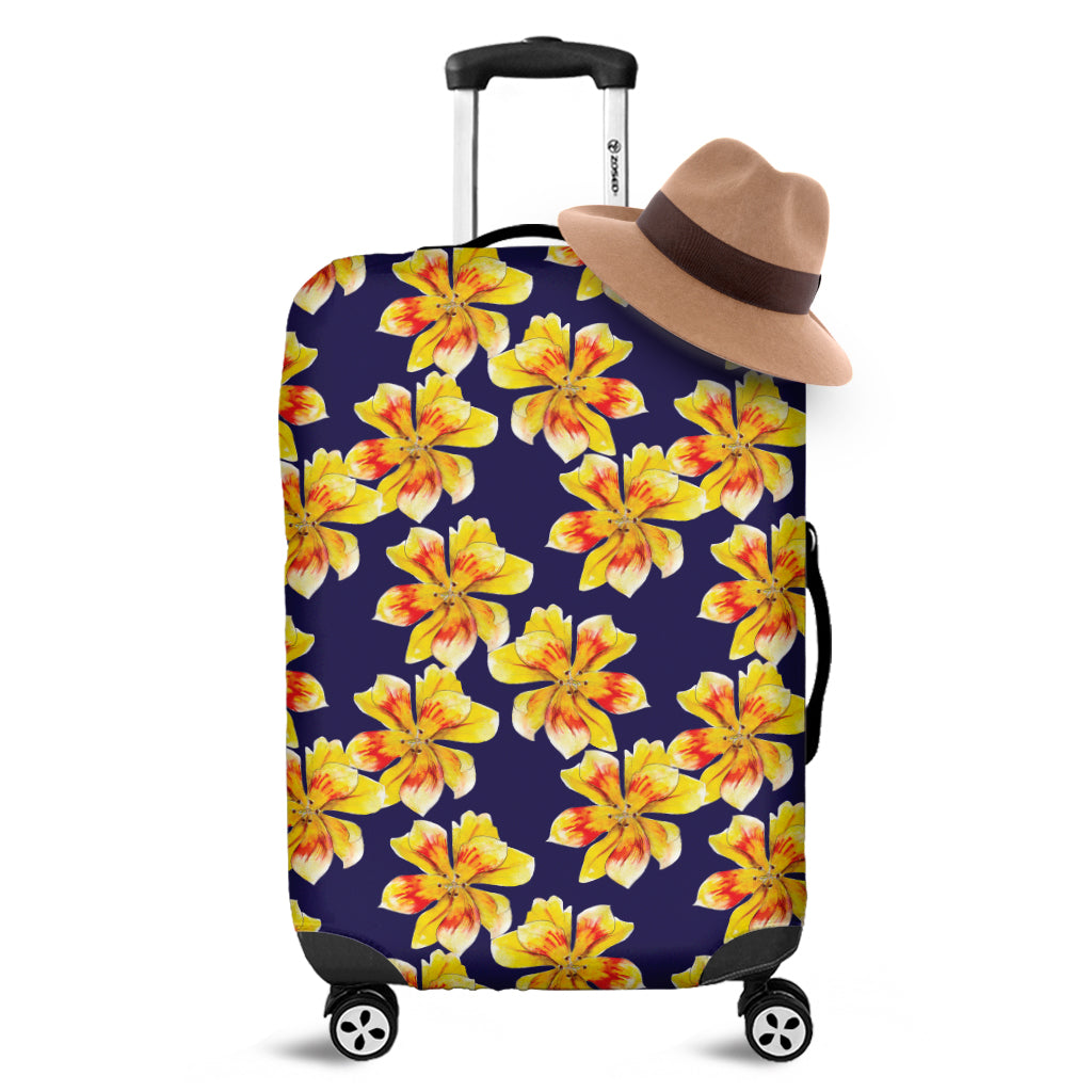 Yellow Watercolor Lily Pattern Print Luggage Cover