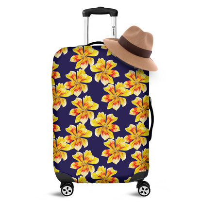 Yellow Watercolor Lily Pattern Print Luggage Cover