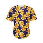 Yellow Watercolor Lily Pattern Print Men's Baseball Jersey