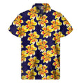 Yellow Watercolor Lily Pattern Print Men's Short Sleeve Shirt