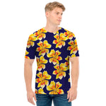 Yellow Watercolor Lily Pattern Print Men's T-Shirt