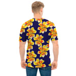 Yellow Watercolor Lily Pattern Print Men's T-Shirt