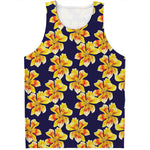 Yellow Watercolor Lily Pattern Print Men's Tank Top
