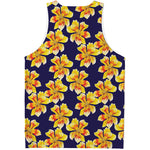 Yellow Watercolor Lily Pattern Print Men's Tank Top