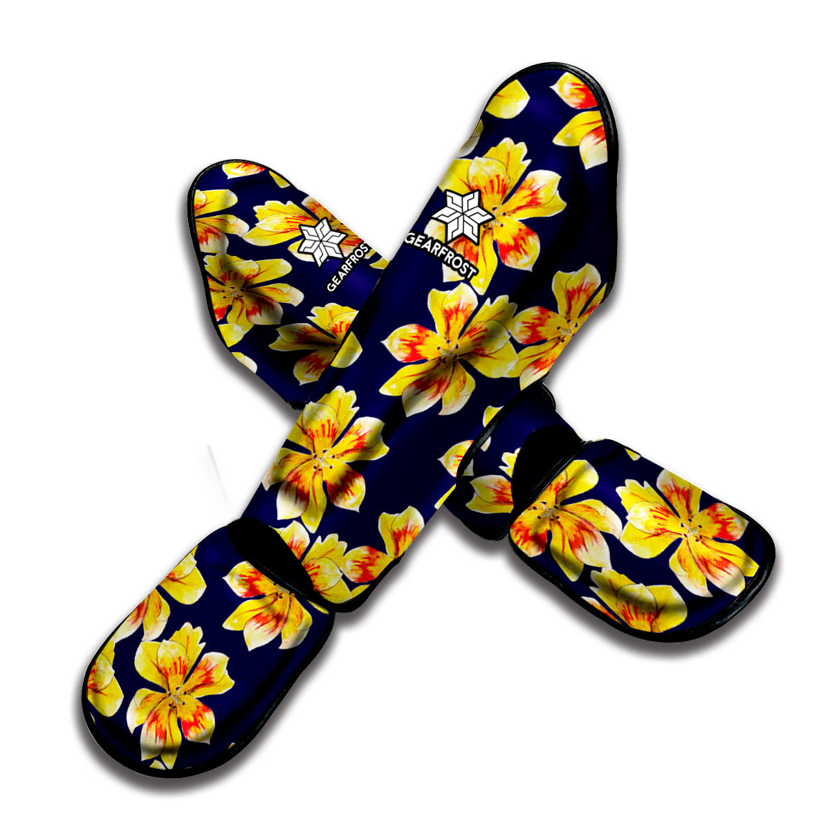 Yellow Watercolor Lily Pattern Print Muay Thai Shin Guard