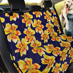 Yellow Watercolor Lily Pattern Print Pet Car Back Seat Cover