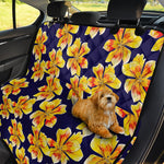 Yellow Watercolor Lily Pattern Print Pet Car Back Seat Cover