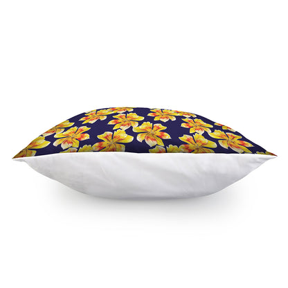 Yellow Watercolor Lily Pattern Print Pillow Cover