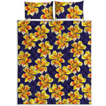 Yellow Watercolor Lily Pattern Print Quilt Bed Set