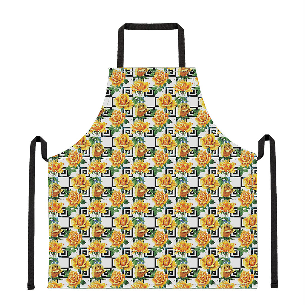 Yellow Watercolor Rose Print Apron