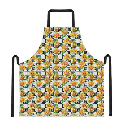 Yellow Watercolor Rose Print Apron