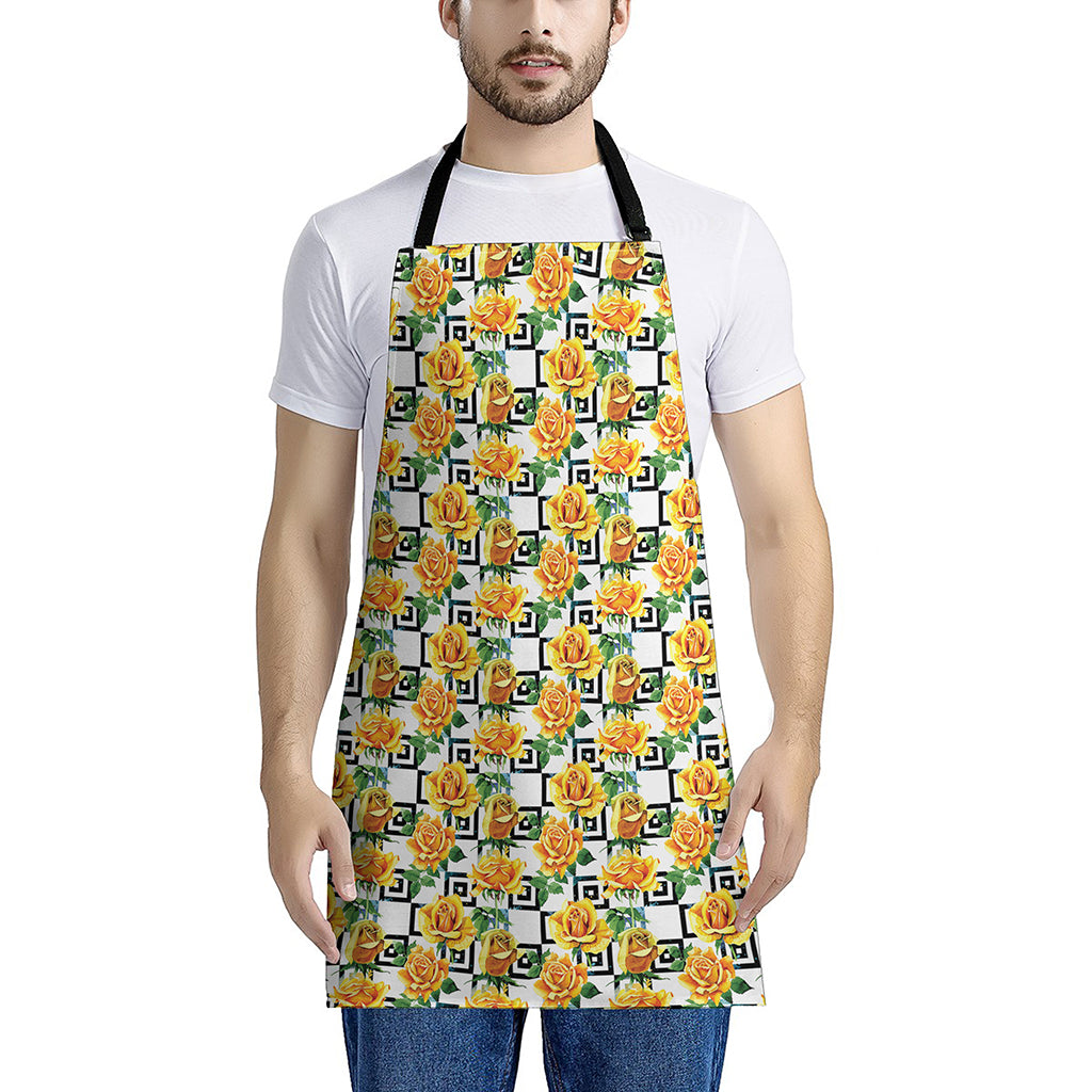 Yellow Watercolor Rose Print Apron