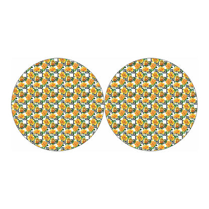 Yellow Watercolor Rose Print Car Coasters