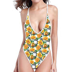 Yellow Watercolor Rose Print One Piece High Cut Swimsuit