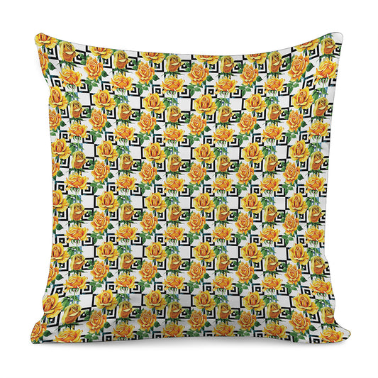 Yellow Watercolor Rose Print Pillow Cover
