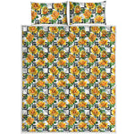 Yellow Watercolor Rose Print Quilt Bed Set
