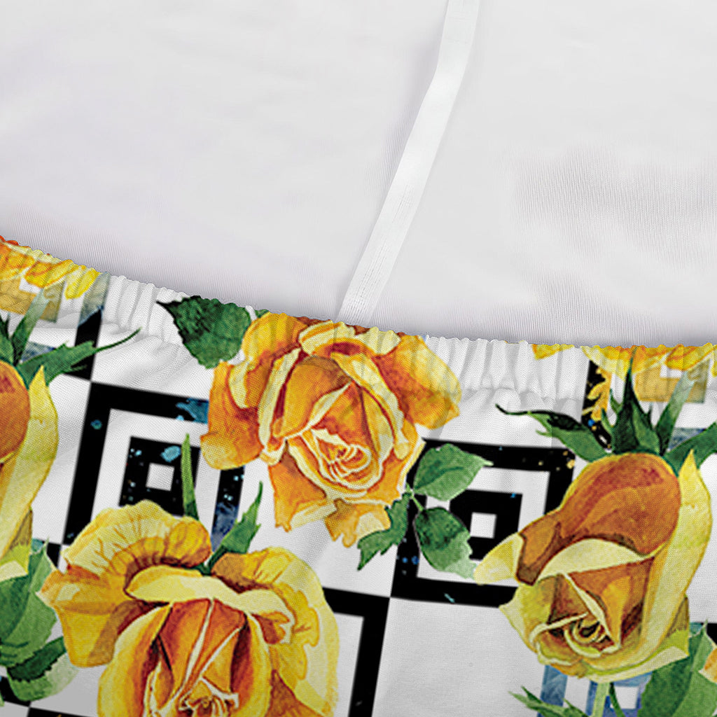 Yellow Watercolor Rose Print Sofa Cover