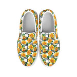 Yellow Watercolor Rose Print White Slip On Shoes
