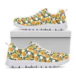 Yellow Watercolor Rose Print White Sneakers