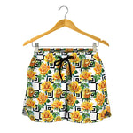 Yellow Watercolor Rose Print Women's Shorts