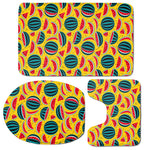 Yellow Watermelon Pieces Pattern Print 3 Piece Bath Mat Set
