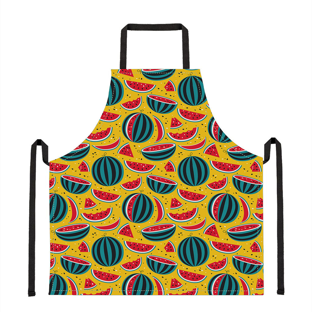 Yellow Watermelon Pieces Pattern Print Apron