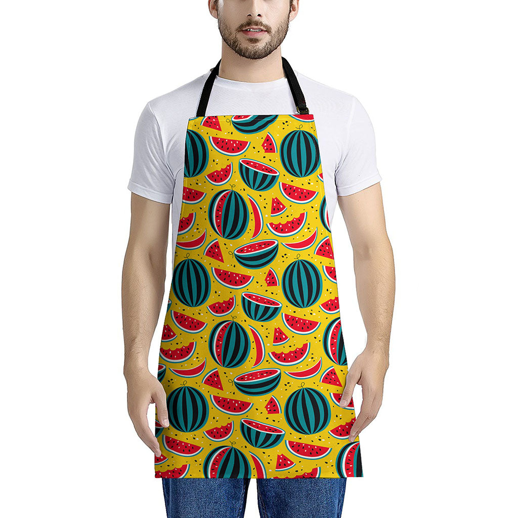 Yellow Watermelon Pieces Pattern Print Apron