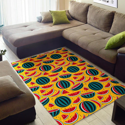 Yellow Watermelon Pieces Pattern Print Area Rug GearFrost