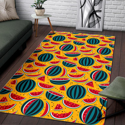 Yellow Watermelon Pieces Pattern Print Area Rug GearFrost