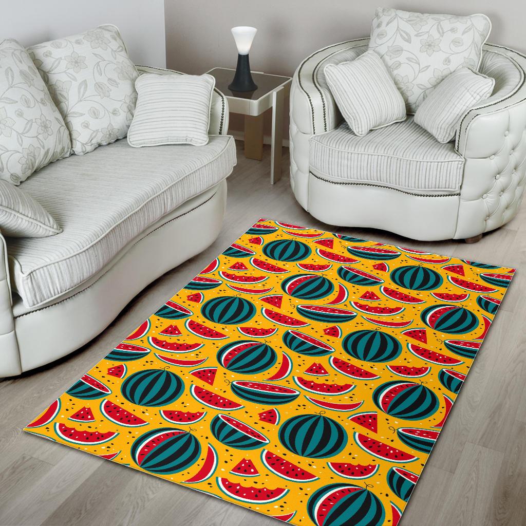 Yellow Watermelon Pieces Pattern Print Area Rug GearFrost