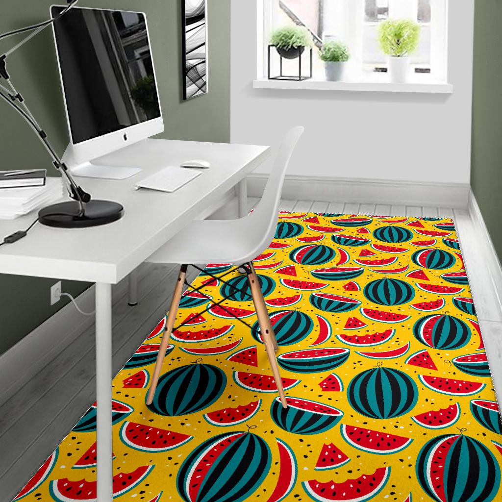 Yellow Watermelon Pieces Pattern Print Area Rug GearFrost
