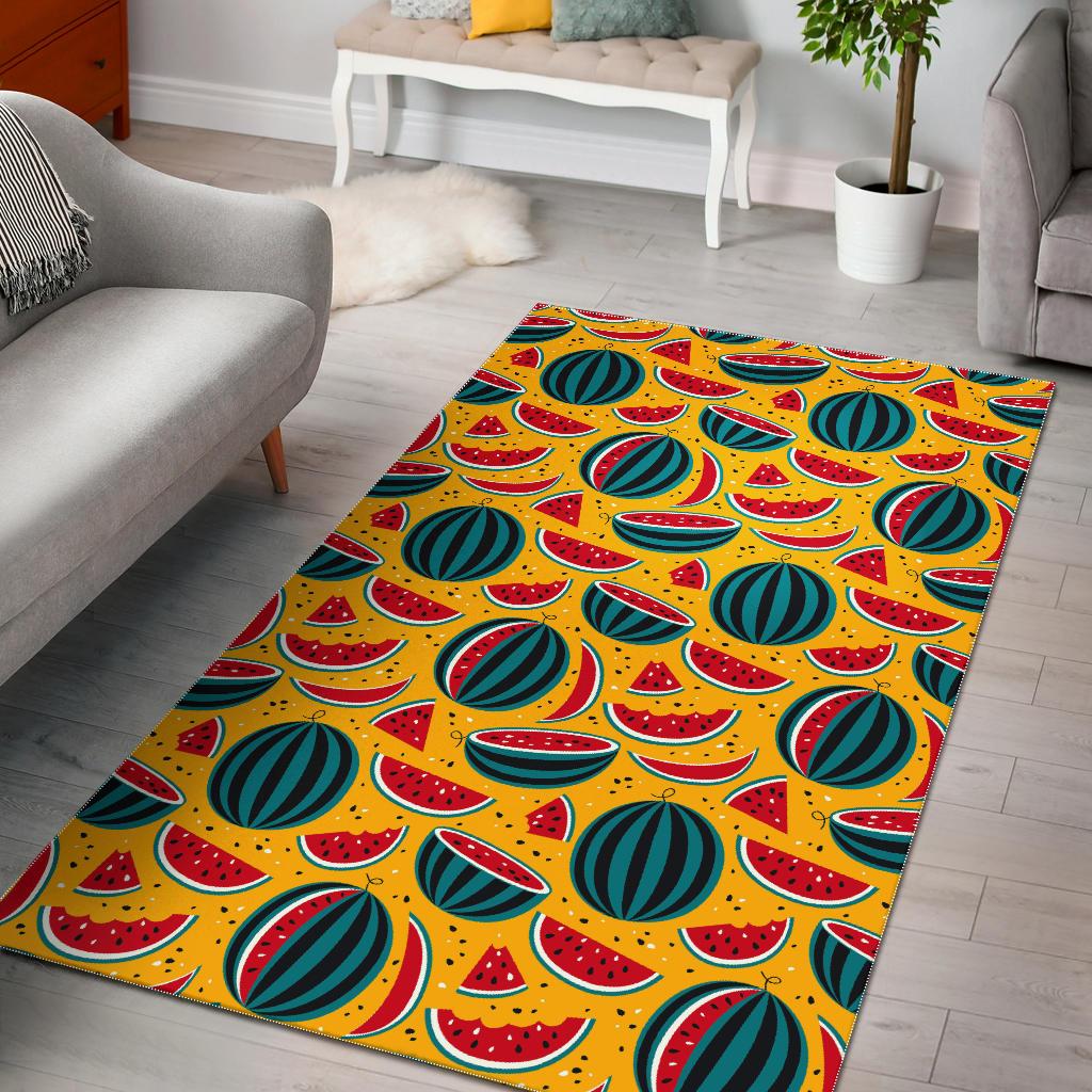 Yellow Watermelon Pieces Pattern Print Area Rug GearFrost