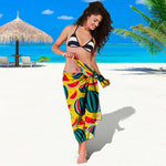 Yellow Watermelon Pieces Pattern Print Beach Sarong Wrap