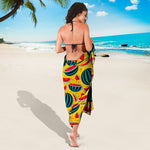 Yellow Watermelon Pieces Pattern Print Beach Sarong Wrap