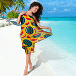 Yellow Watermelon Pieces Pattern Print Beach Sarong Wrap