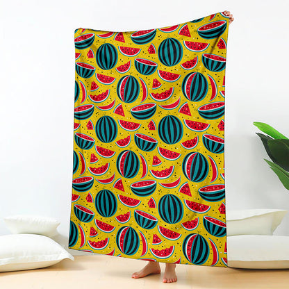 Yellow Watermelon Pieces Pattern Print Blanket