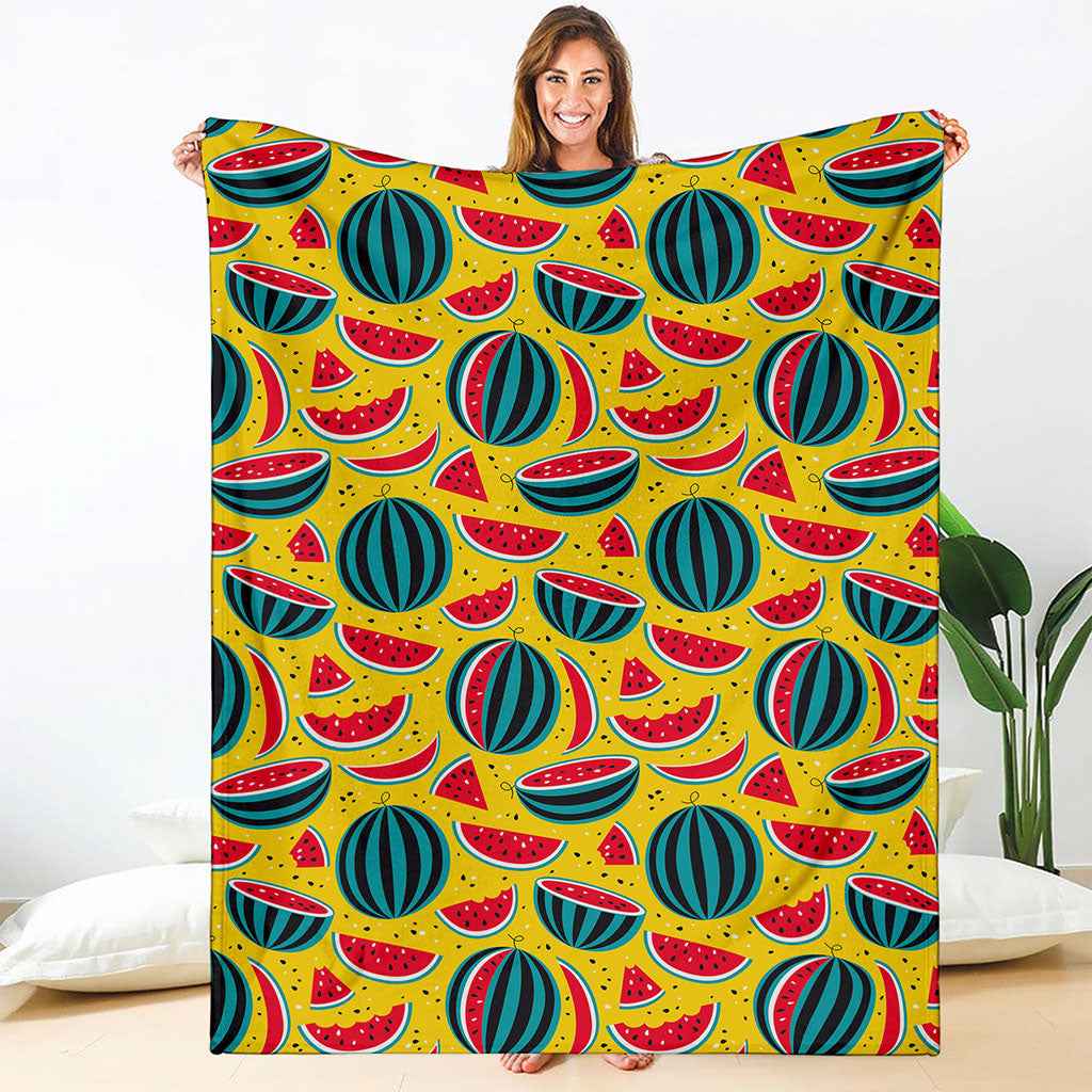 Yellow Watermelon Pieces Pattern Print Blanket