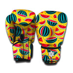 Yellow Watermelon Pieces Pattern Print Boxing Gloves
