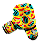 Yellow Watermelon Pieces Pattern Print Boxing Gloves